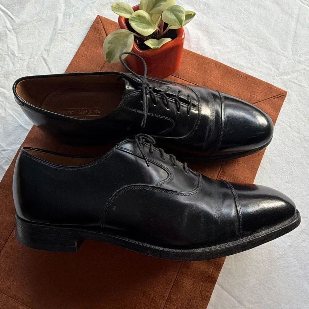 Johnston & Murphy Melton Cap Toe Men’s Black Dress Shoe size 12